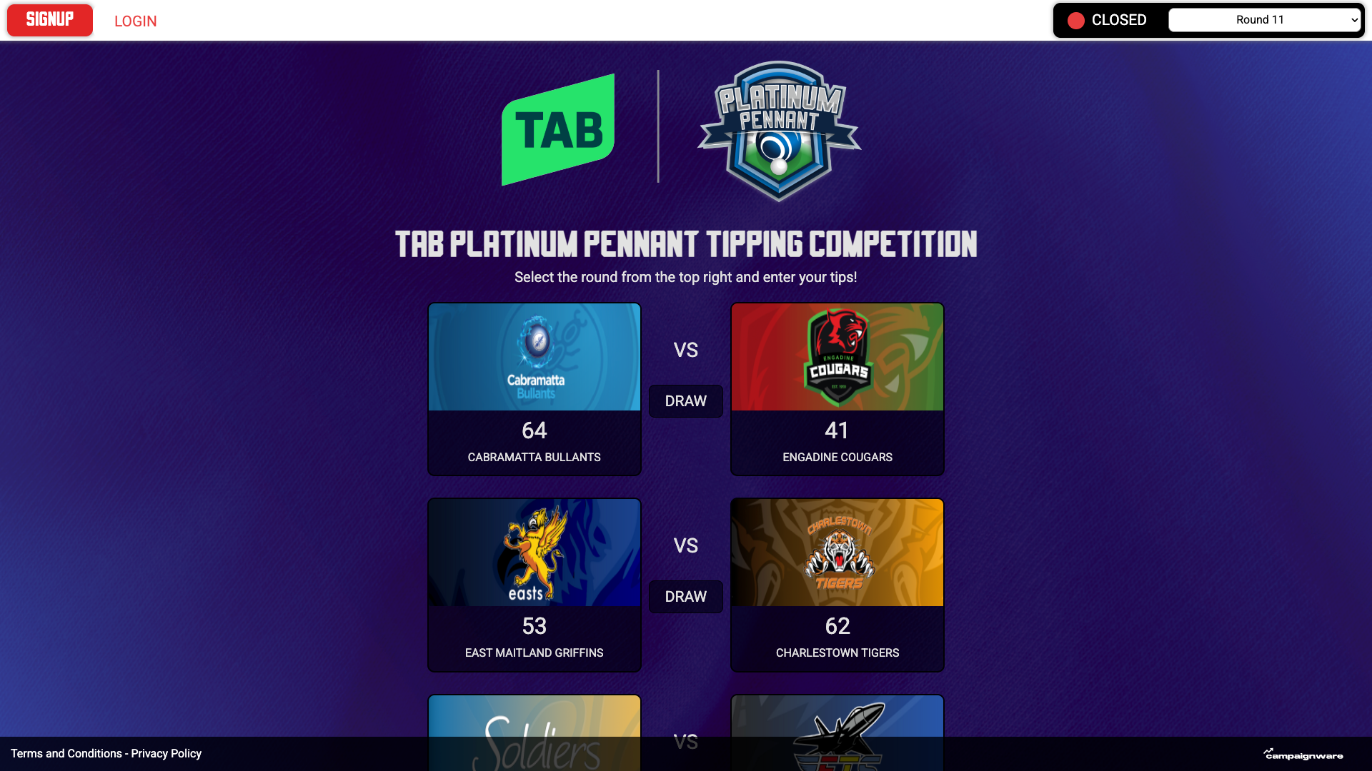TAB Platinum Pennant Tipping — Bowls NSW desktop view 1 of 1