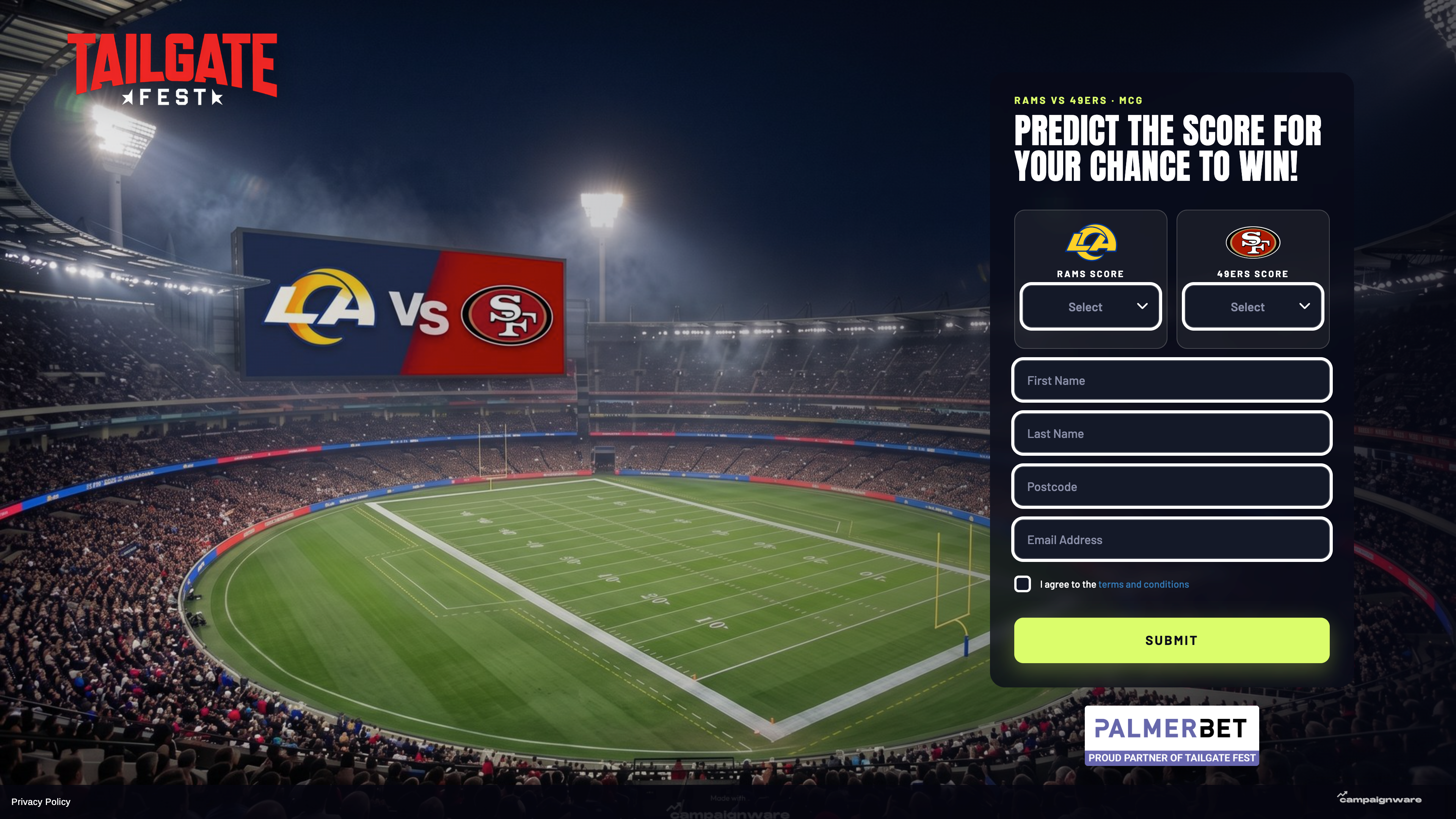 NFL Tailgate Fest Score Predictor — Palmerbet desktop view 1 of 1