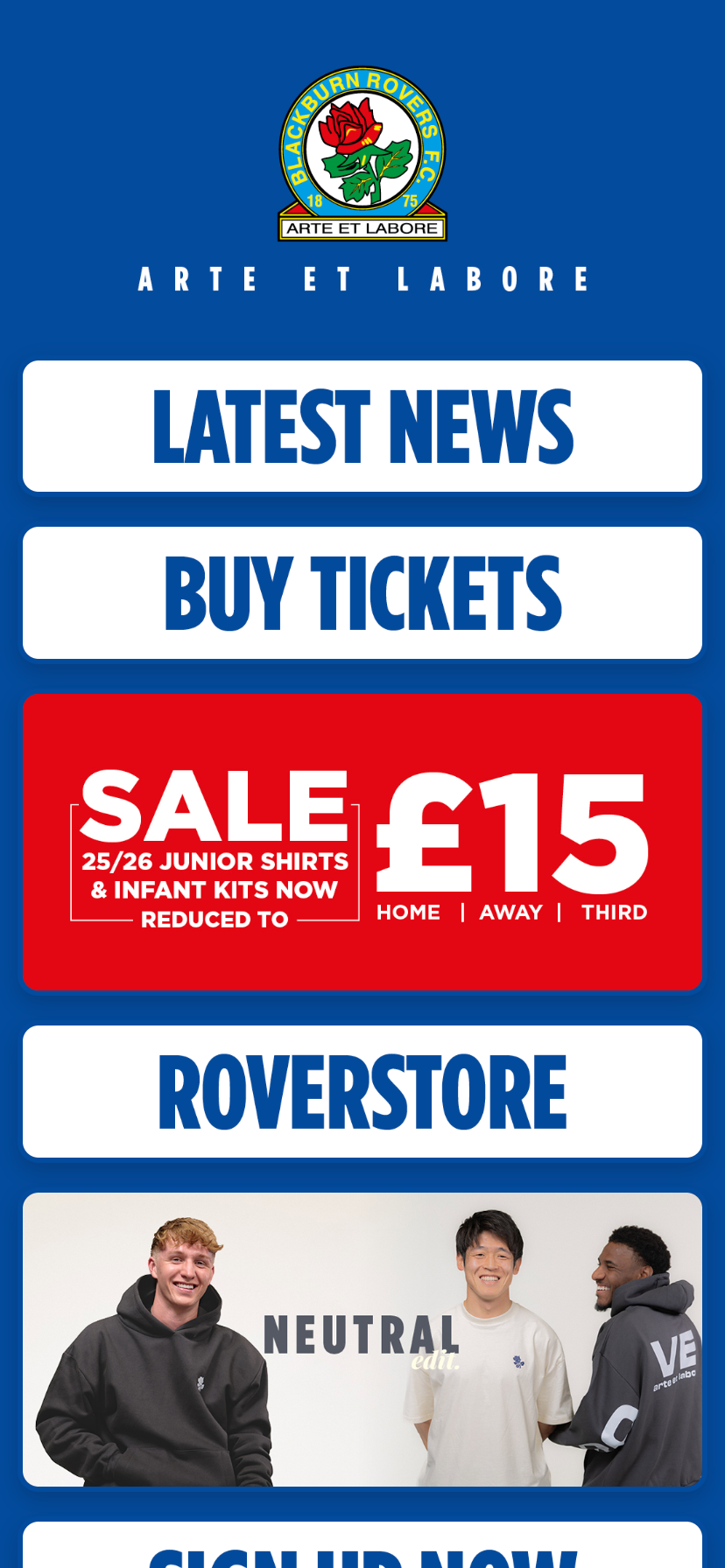 Rovers Hub - Enhanced Link In Bio — Blackburn Rovers mobile view 1 of 1