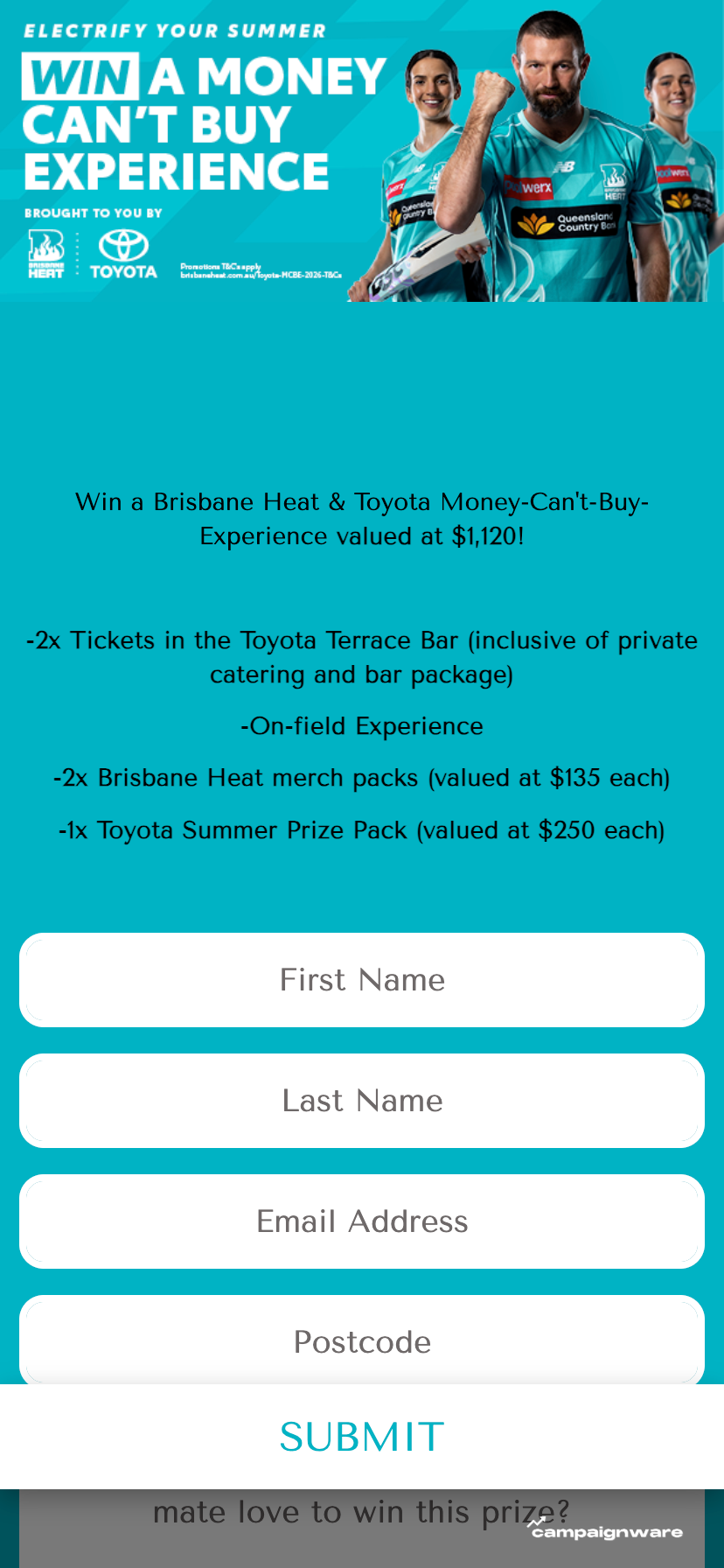 Toyota Money Can't Buy Experience — Brisbane Heat mobile view 1 of 1