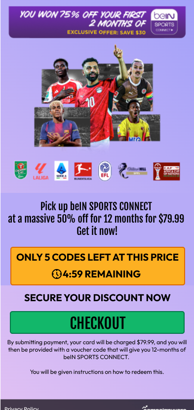 beIN Connect Spin and Win — Football 360 mobile view 1 of 1
