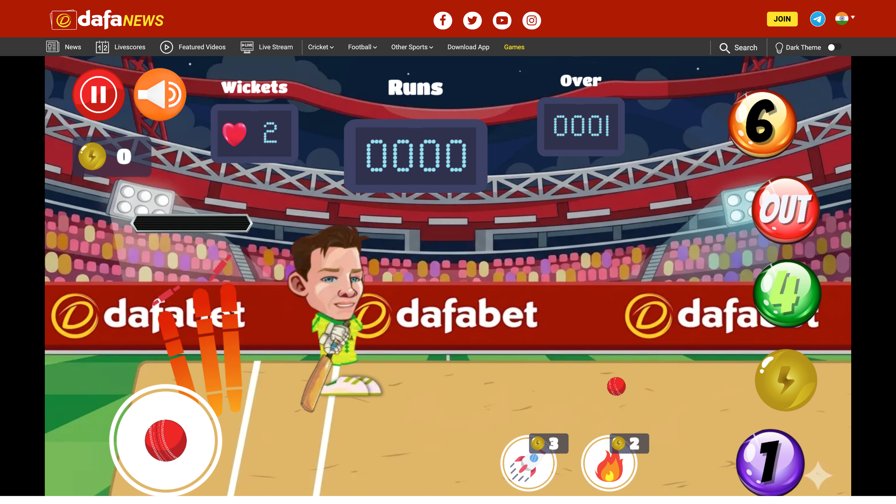 Dafabet IPL cricket minigame