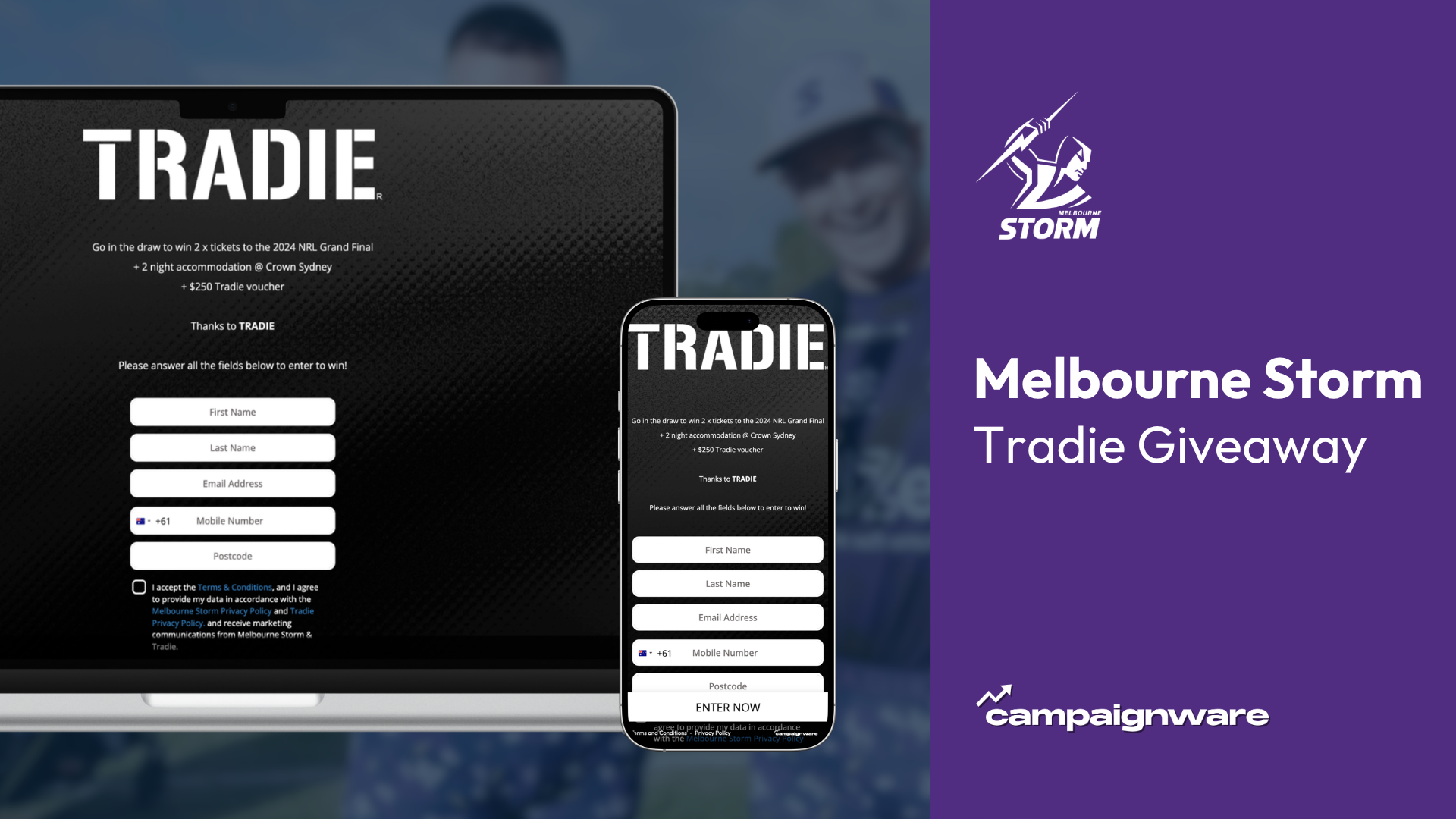 Melbourne Storm x Tradie Ticket Giveaway hero