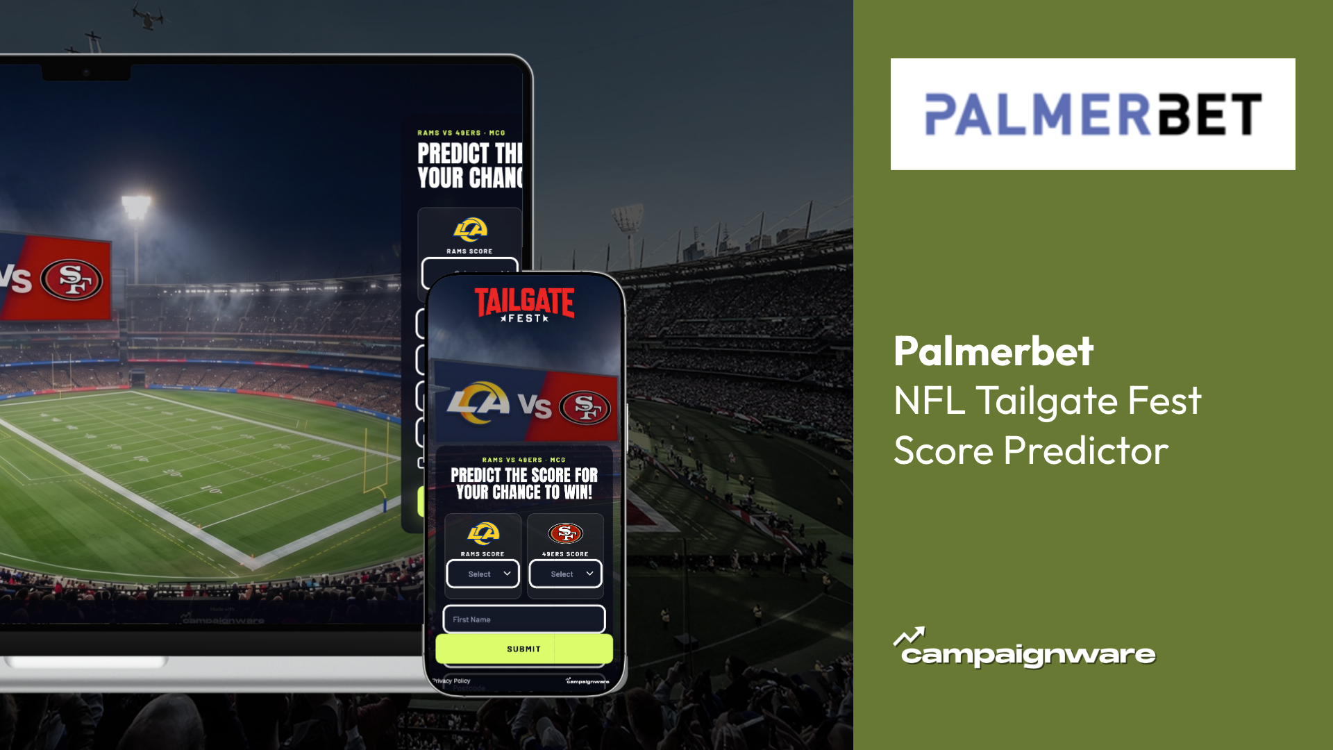 NFL Tailgate Fest Score Predictor — Palmerbet showcase header